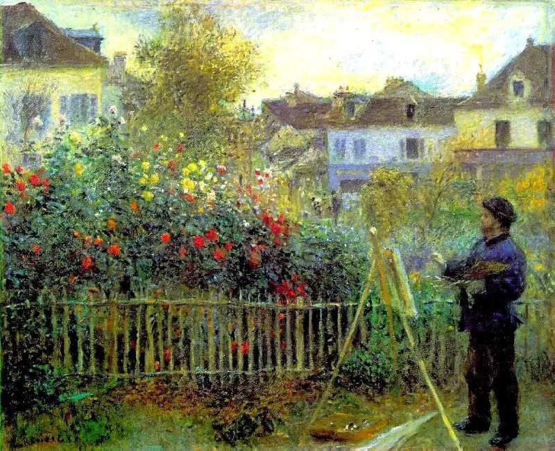 Claude Monet Painting in his Garden by Pierre Auguste-Renoir